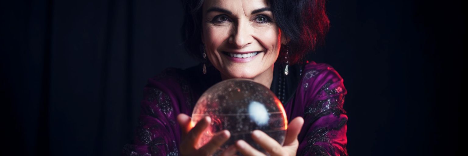 A psychic reader holding a crystal ball
