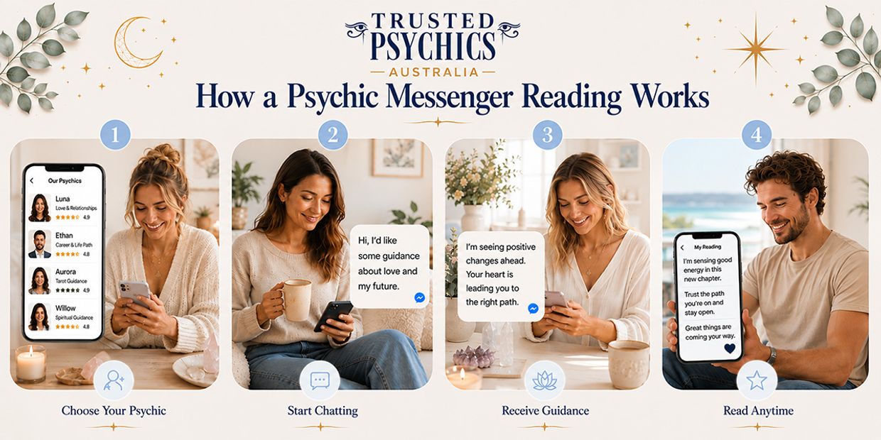 How a Psychic Messenger Reading Works - Infographic - Trusted Psychics Australia