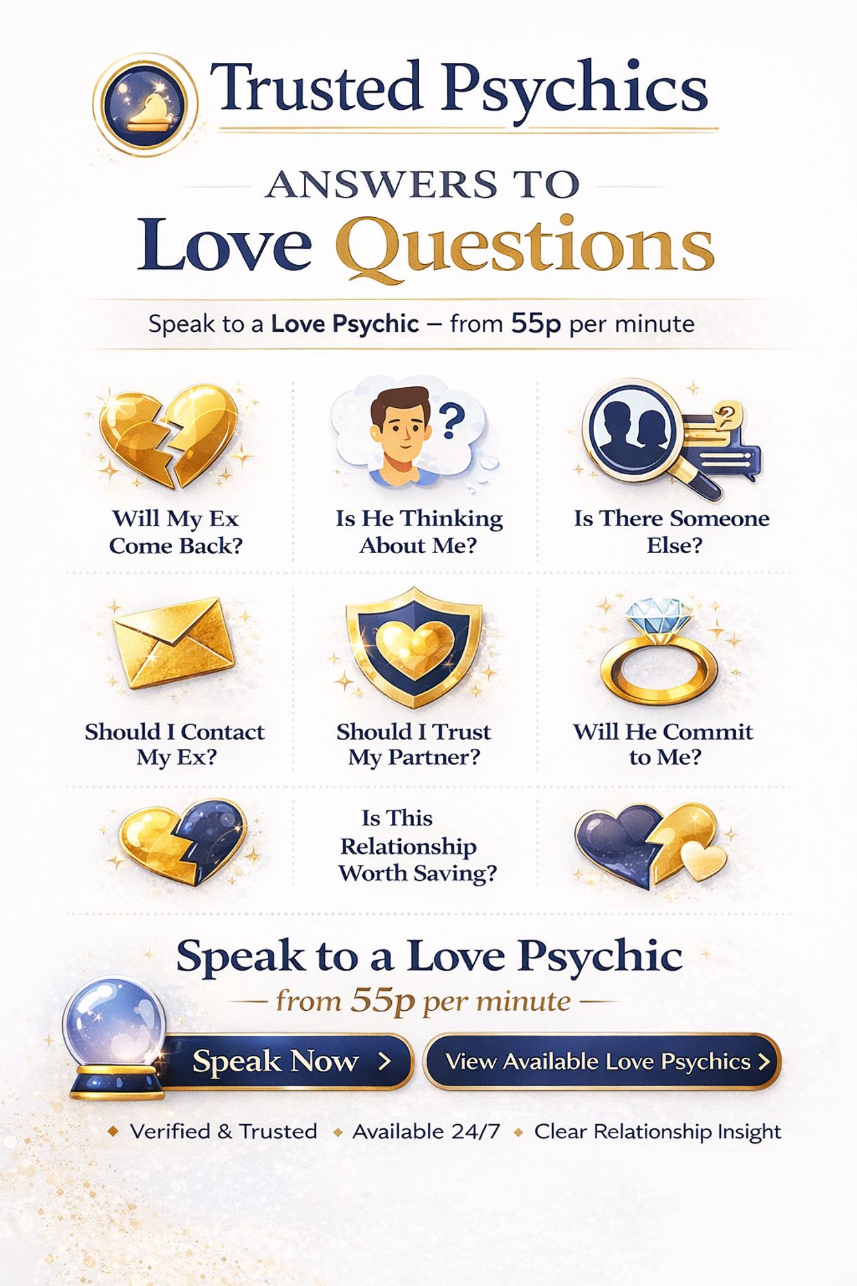 Love Psychic Readings - Infographic about Answers to Psychic Love Questions.