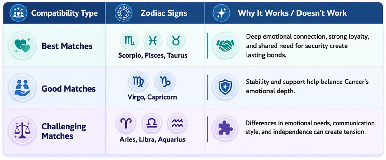 Who Is Cancer Most Compatible With in Love & Relationships? Cancer Compatibility: Best & Worst Matches