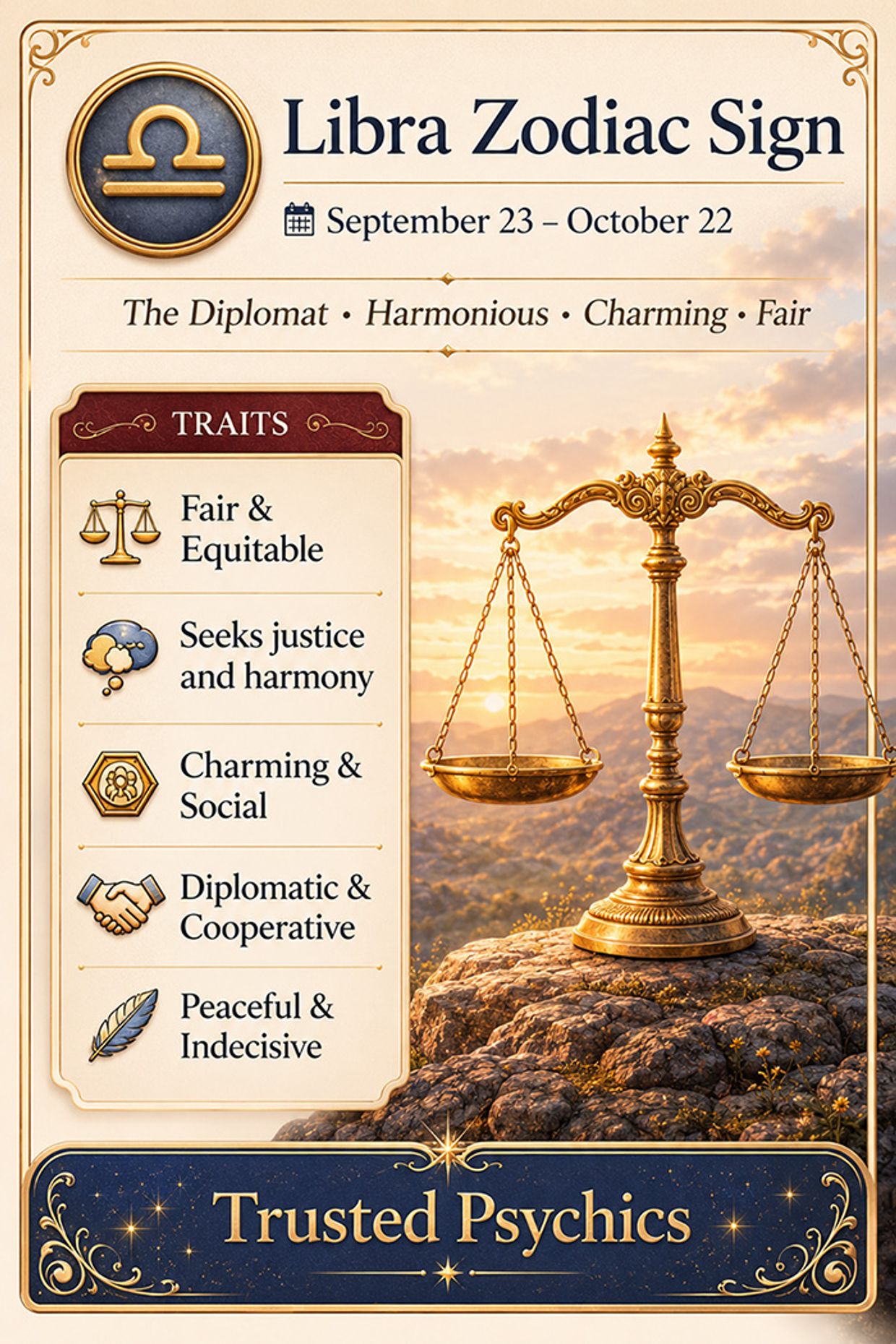 Libra Personality Traits - Libra Zodiac Sign Infographic