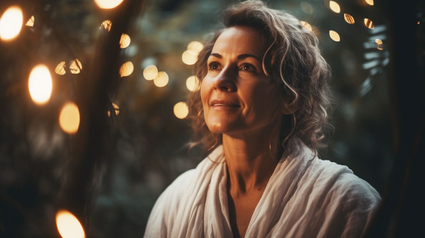 A woman looking relaxed and smiling