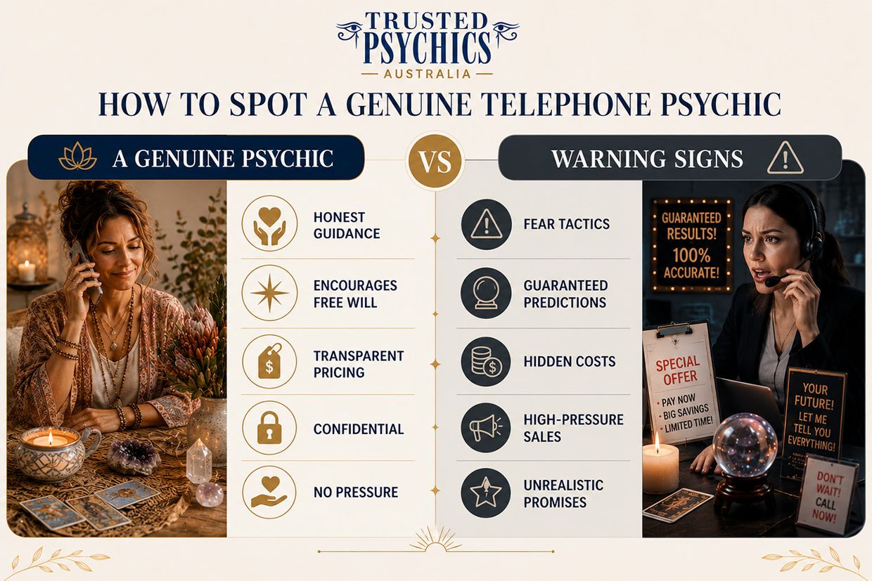 How to spot a genuine telephone psychic - Infographic - Trusted Psychics Australia