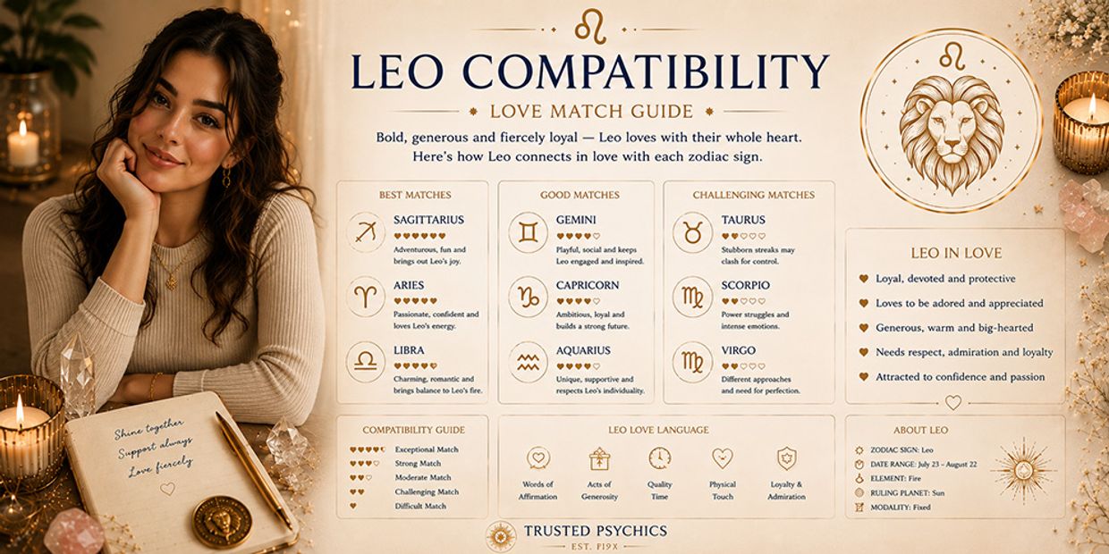 Who Is Leo Most Compatible With in Love & Relationships? Leo Compatibility Infographic