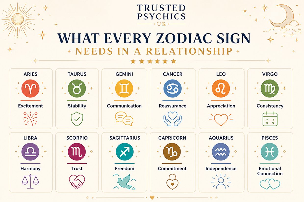 What every Zodiac Sign needs in a relationship - Infographic