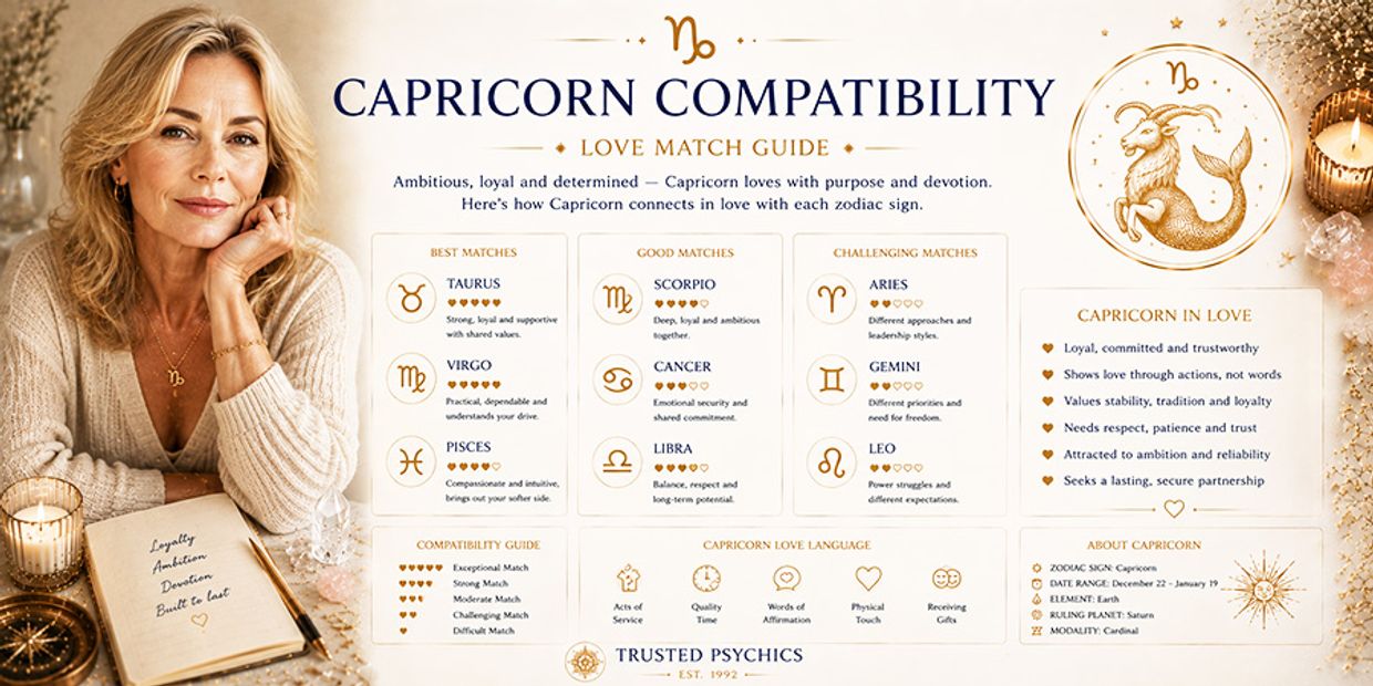 Who Is Capricorn Most Compatible with in Love & Relationships? Capricorn Compatibility Infographic