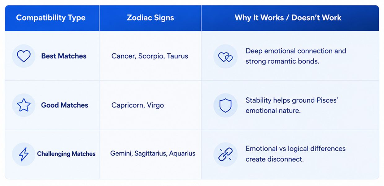 Who Is Pisces Most Compatible With in Love and Relationships? Pisces Compatibility: Best & Worst Matches