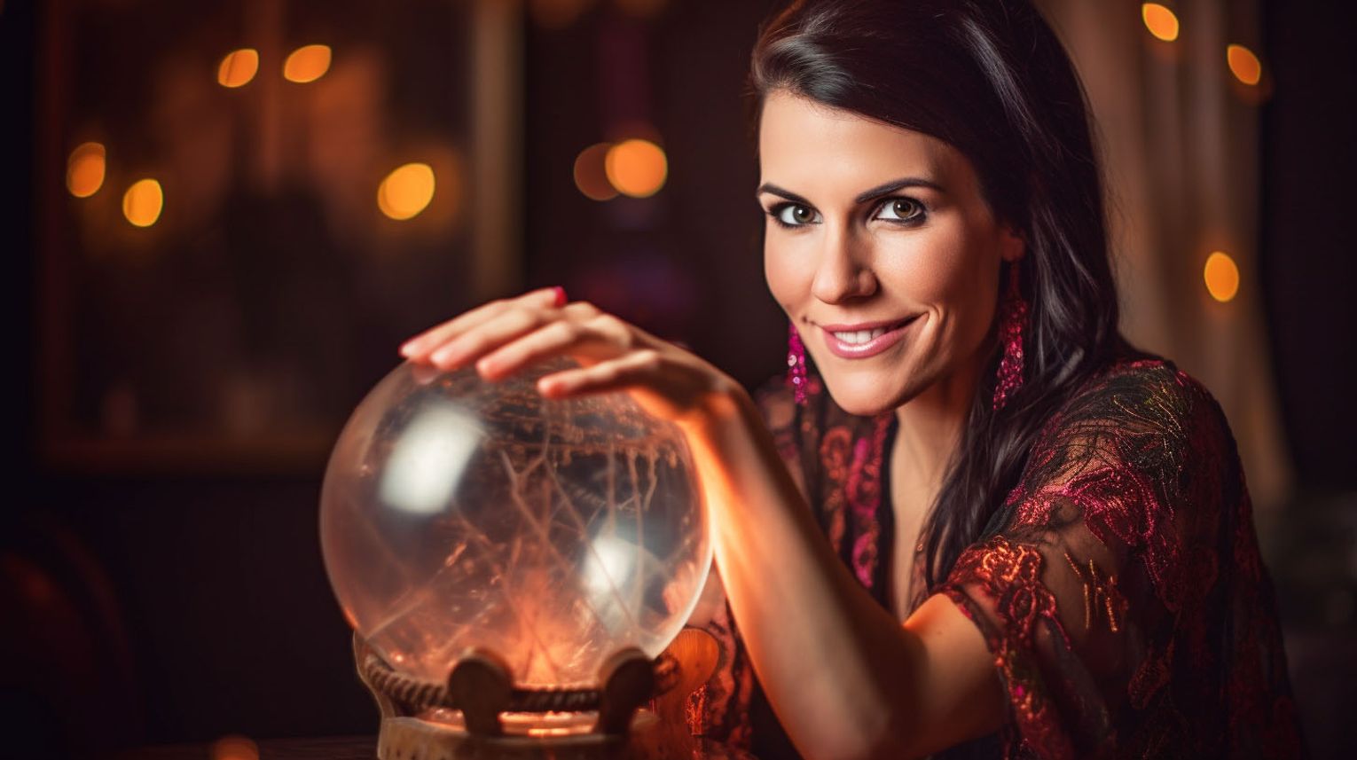 A psychic reader with her crystal ball