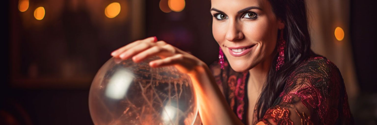 A psychic reader with her crystal ball