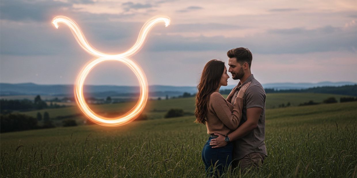 A Taurus couple in love, embracing each other.