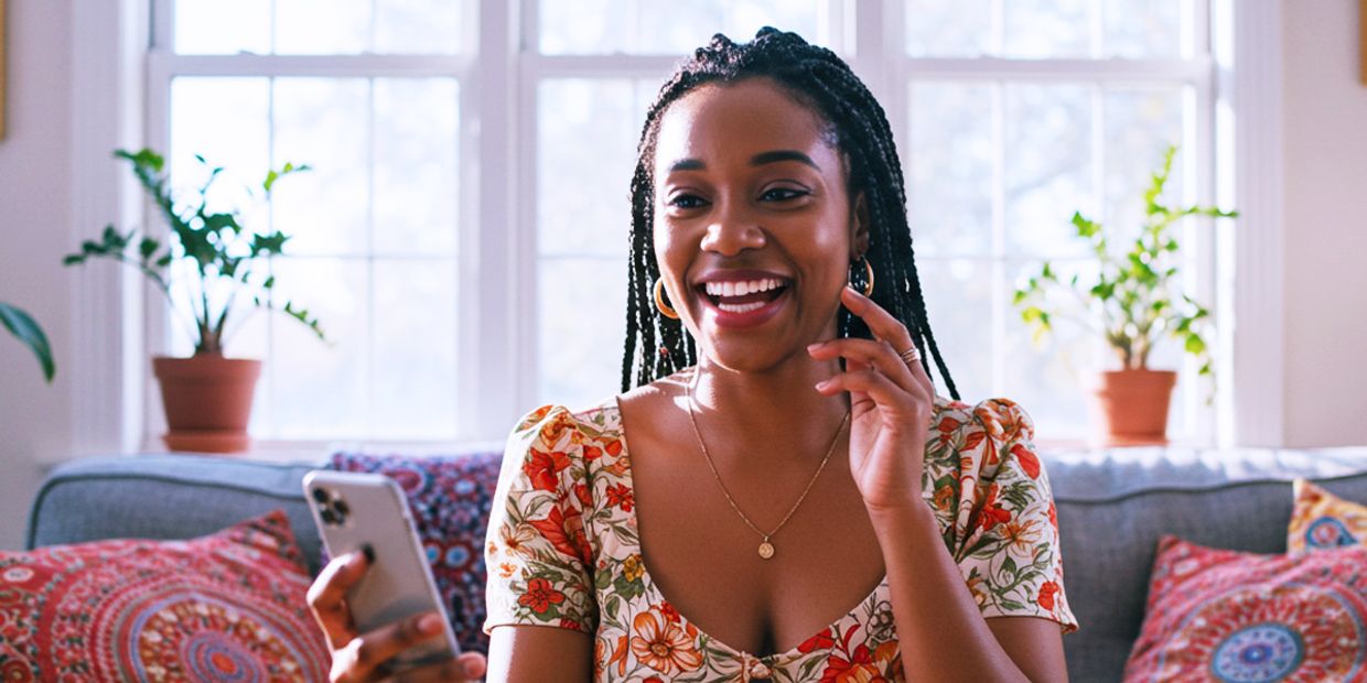 Psychic Chats Online - An online psychic reader speaking on her phone.
