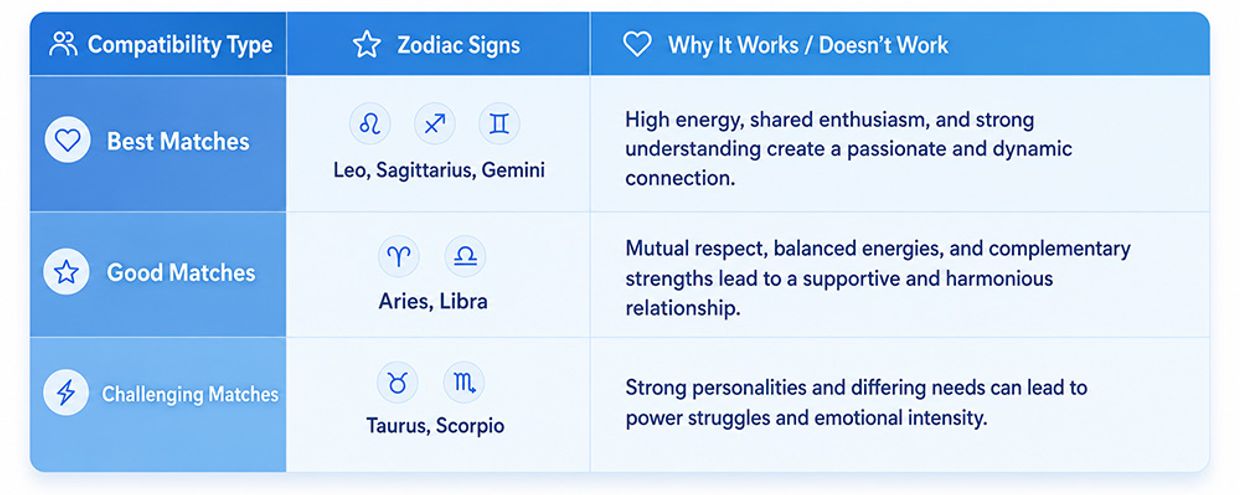 Who Is Aries Most Compatible With in Love and Relationships? Zodiac Signs Infographic