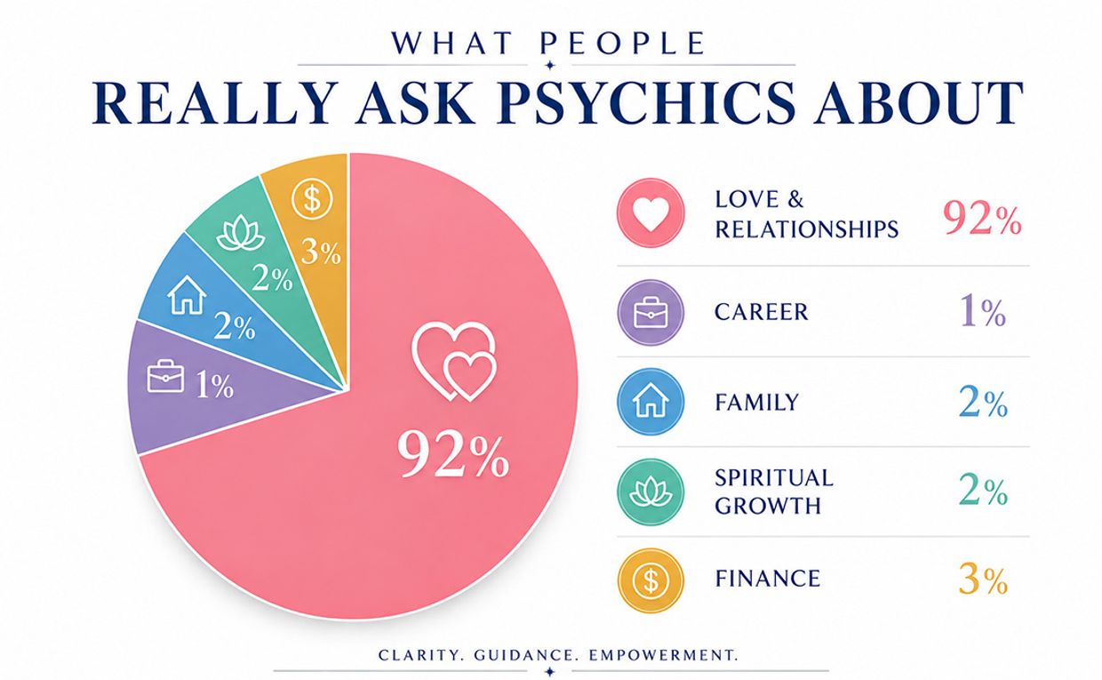 Infographic on What People Really Ask Psychics About - Trusted Psychics Australia.