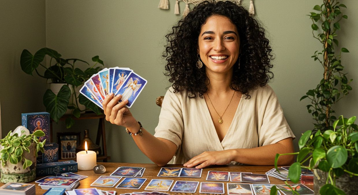 Oracle Card Reading - A female oracle card reader
