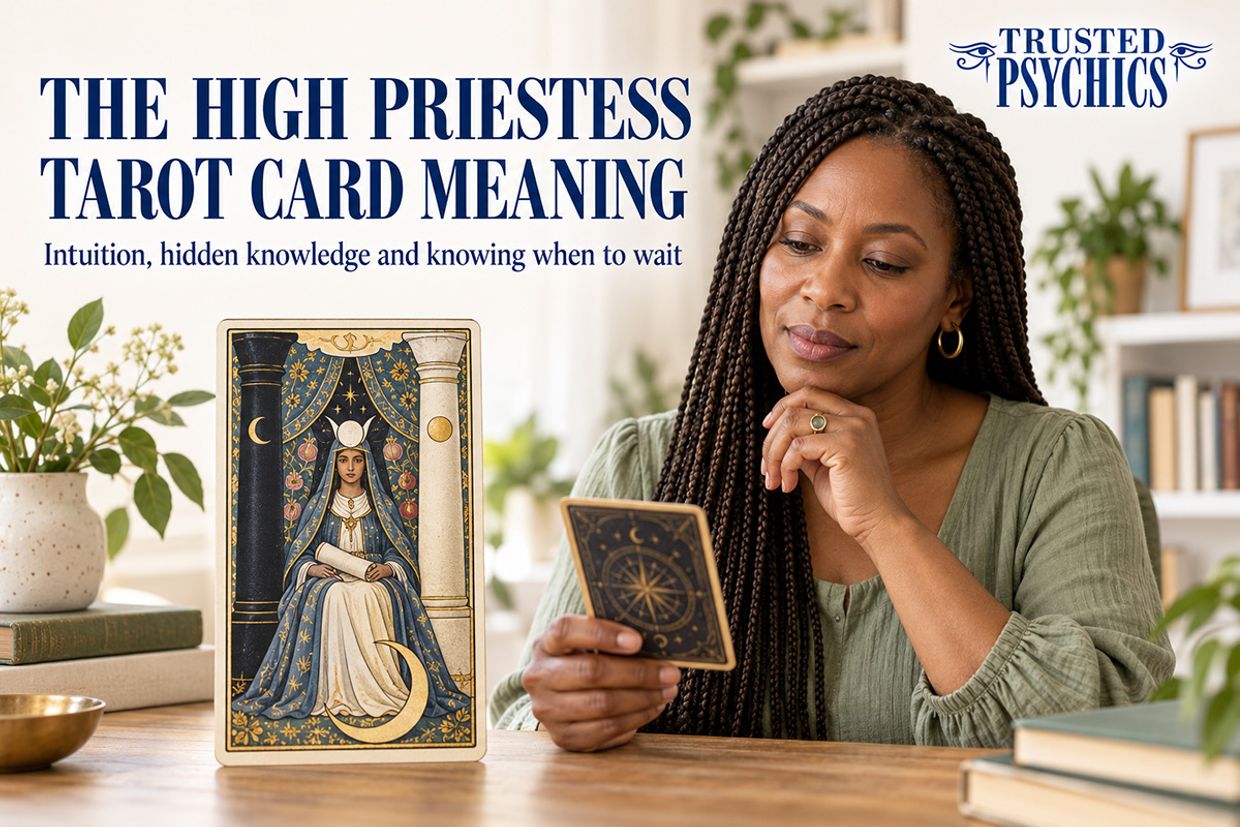 The High Priestess Tarot Card Meaning - Intuition, hidden knowledge & knowing when to wait.