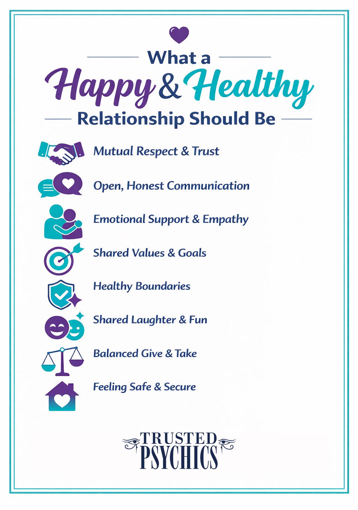 Will My Ex Come Back? Infographic on what a happy & healthy relationship should be.
