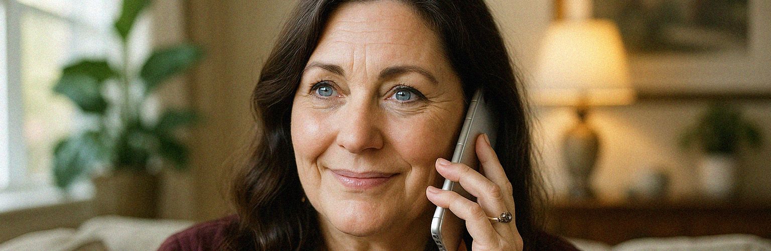 A psychic reader on her phone, doing a psychic phone reading.