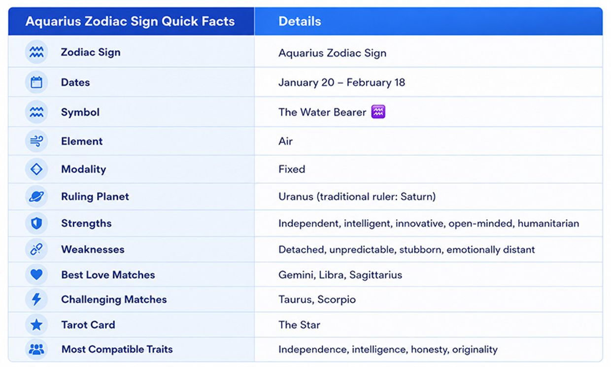 Who Is Aquarius Most Compatible With in Love and Relationships? Aquarius Zodiac Sign Quick Facts