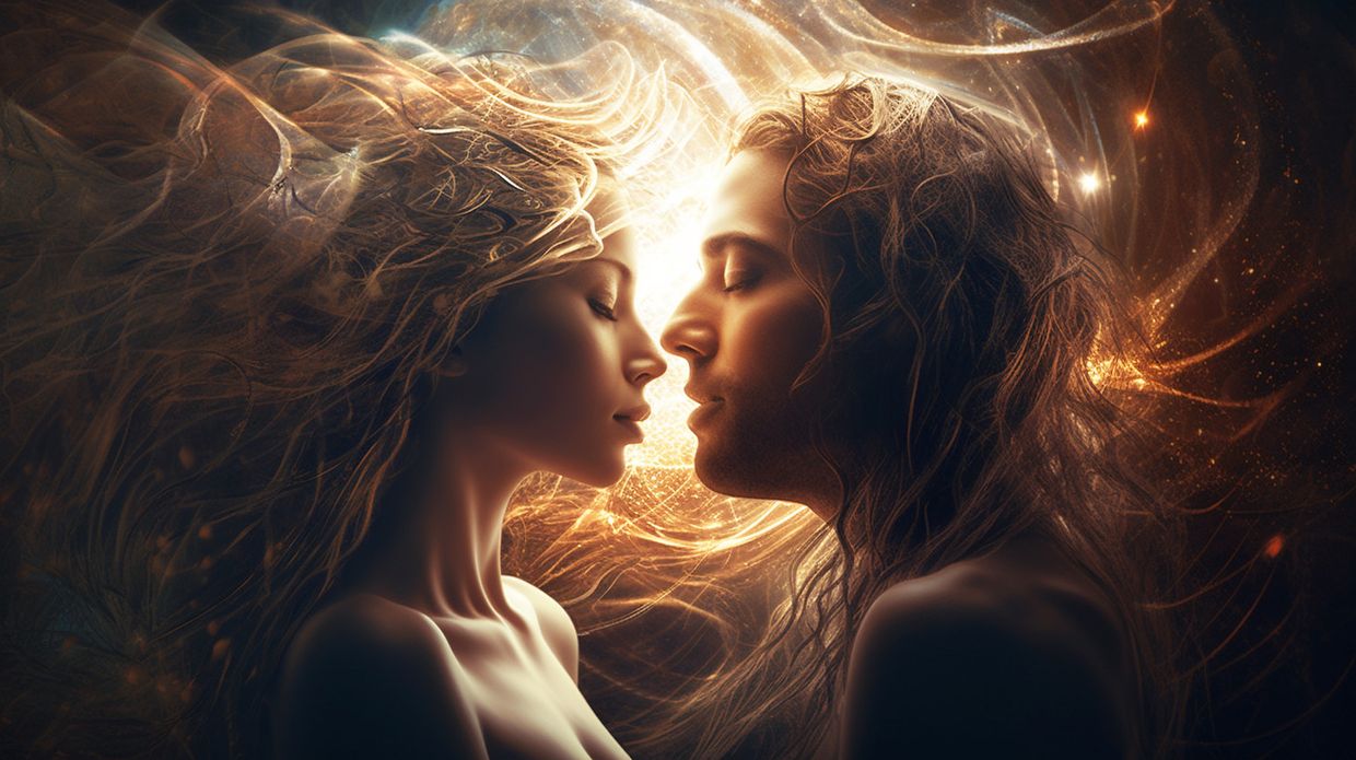 Twin flames embracing