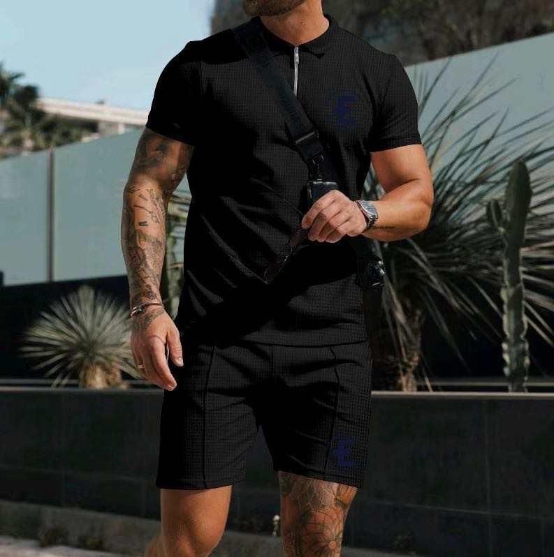 Black T-Shirt – Gold & White Print