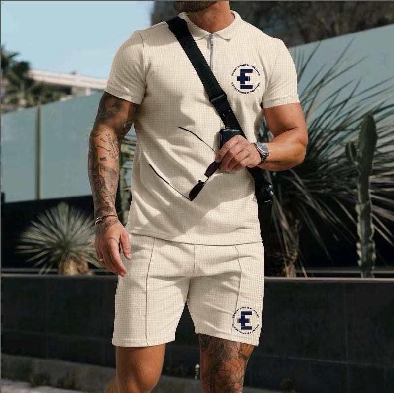 Beige Polo & Shorts Set