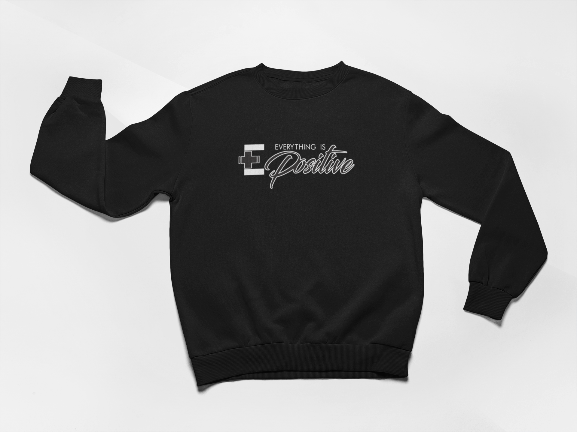 Black Sweatshirt – White & Black Print