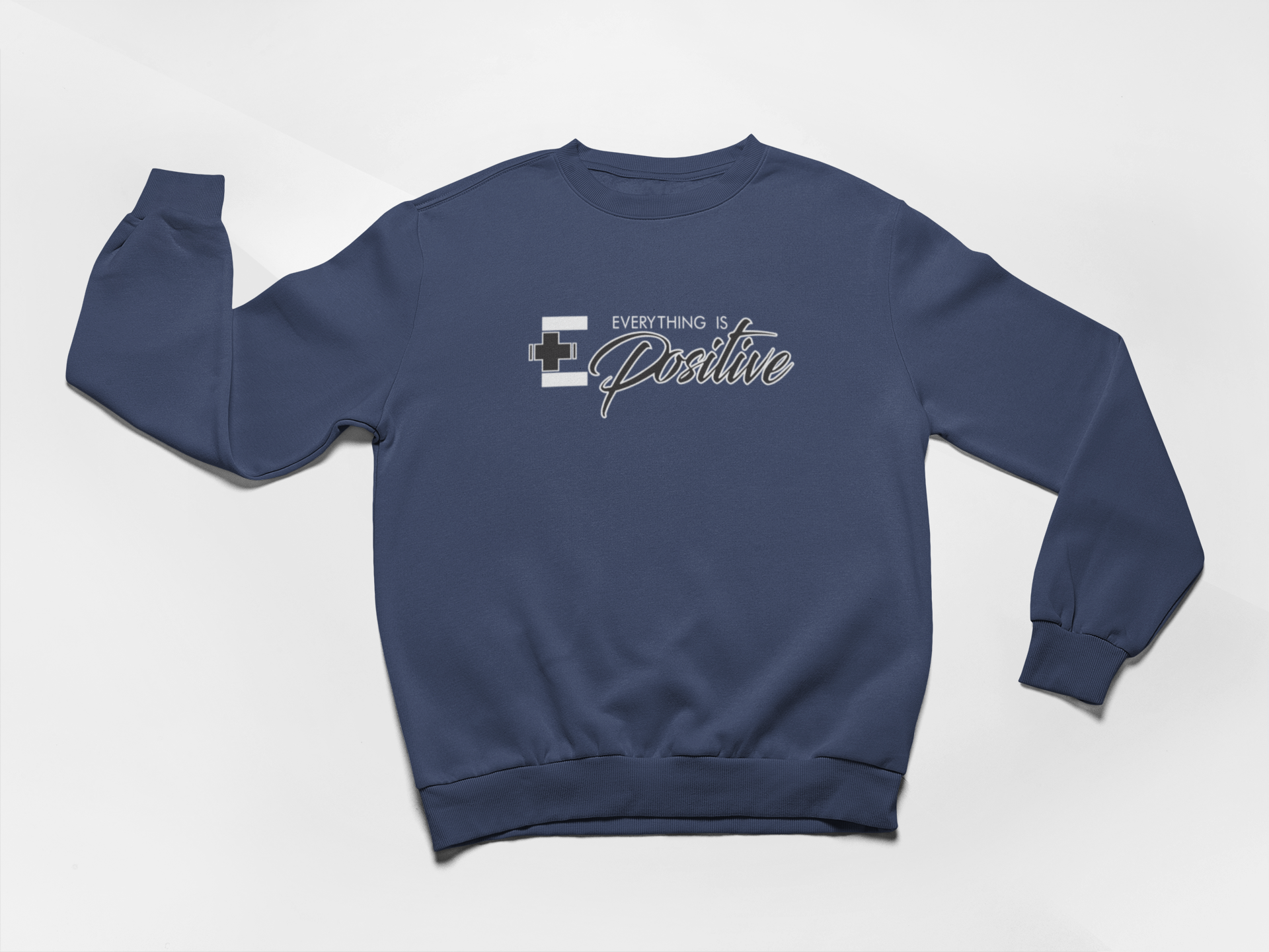 Navy Sweatshirt – White & Black Print