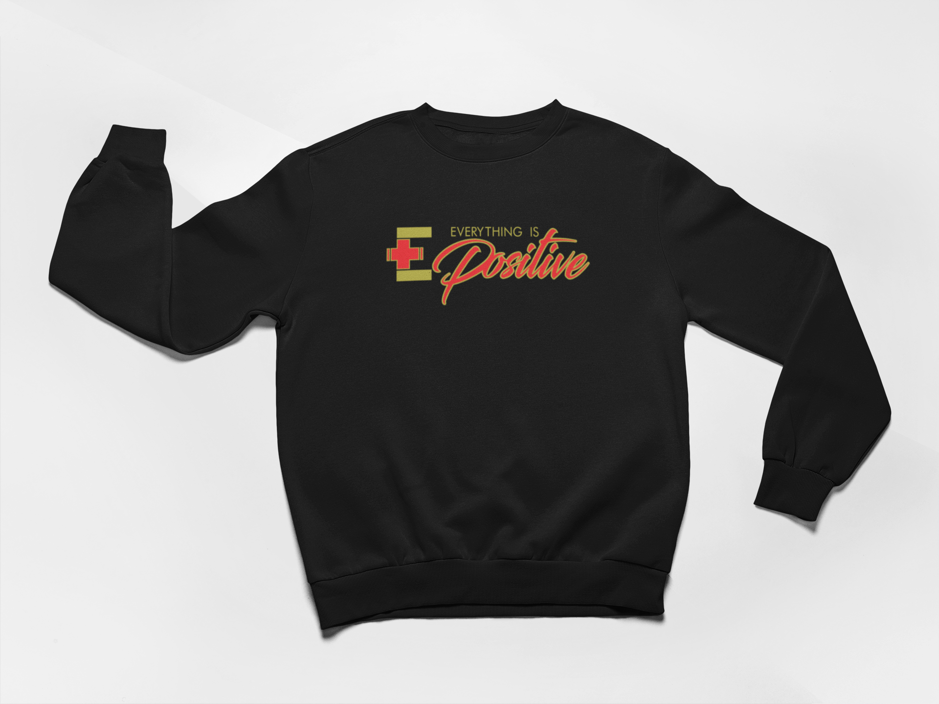 Black Sweatshirt – Gold & Red Print