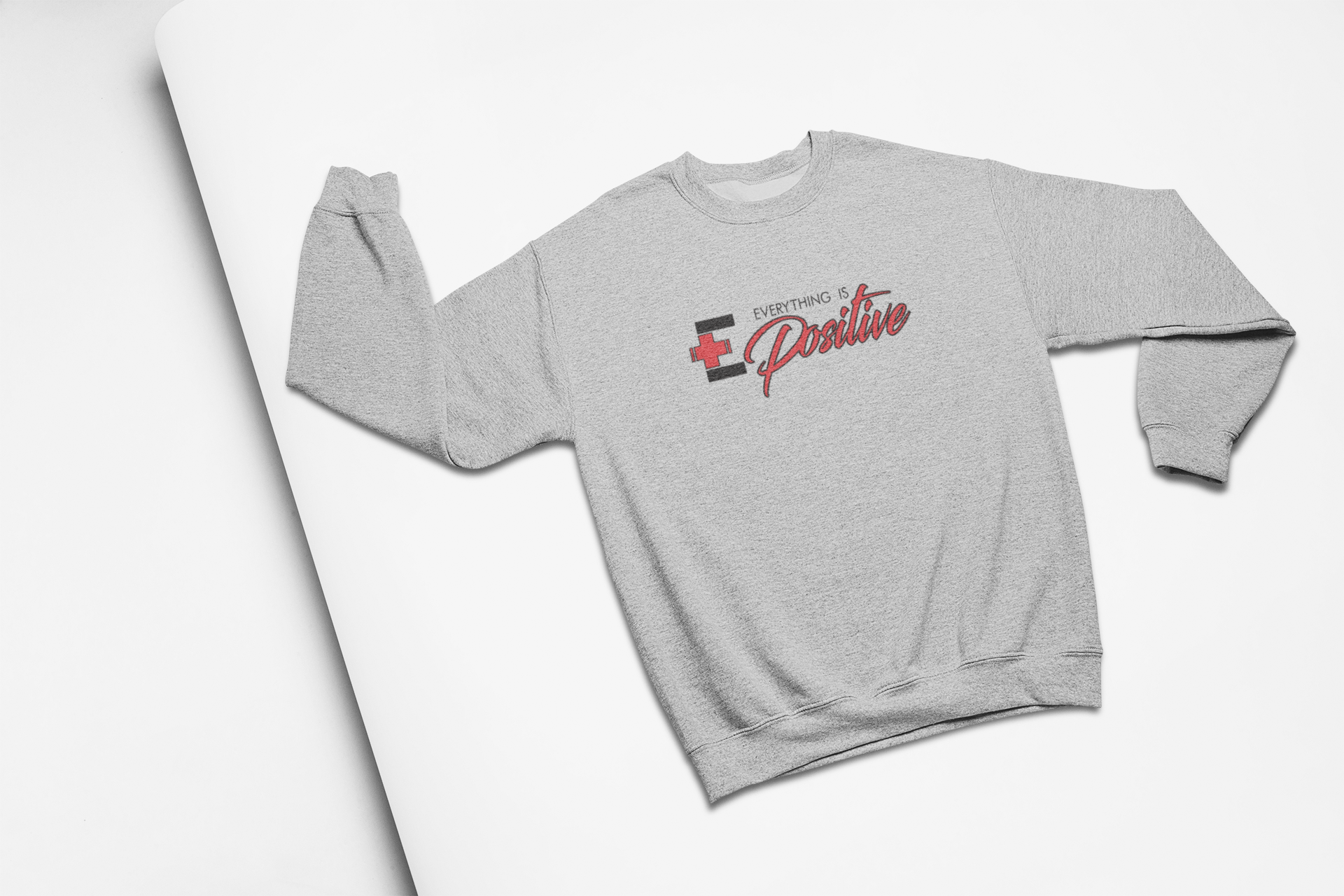 Everything Is Positive Crewneck – Grey (Black & Red)
