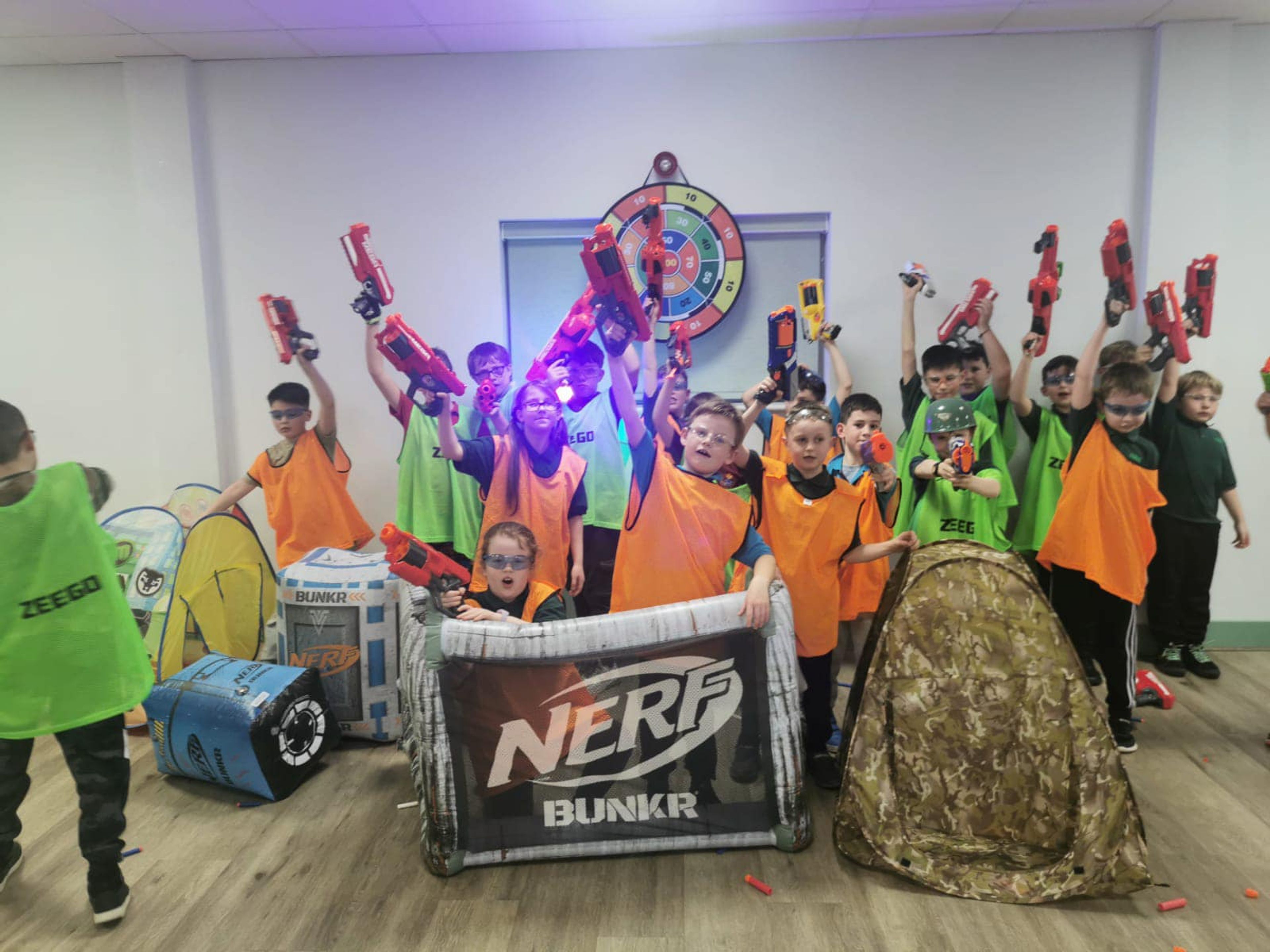 Members of 1st Kidwelly Scouts with nerf guns
