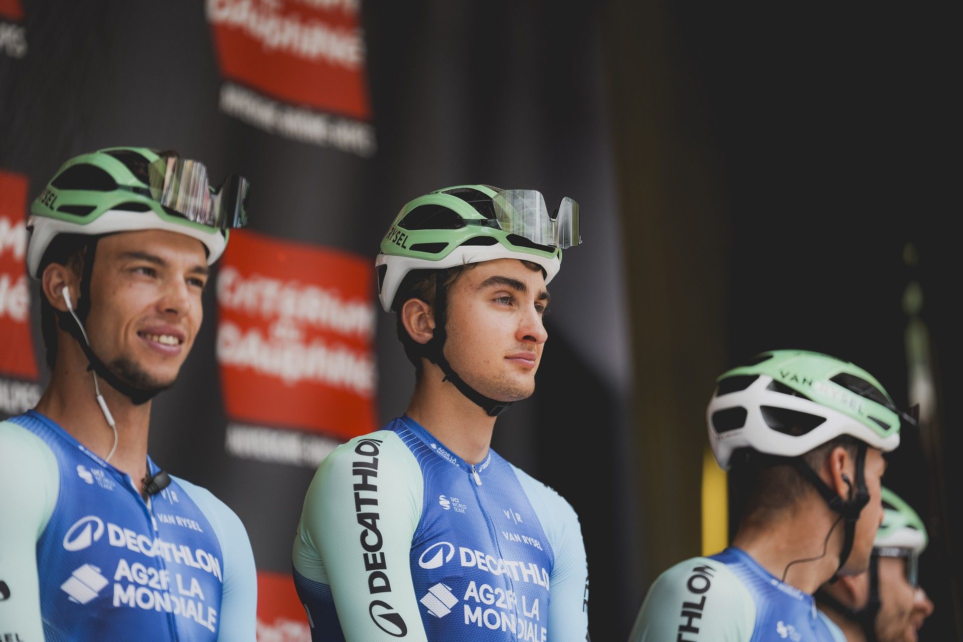 Paul Seixas with Decathlon-AG2R teammates pre-race at Critérium du Dauphiné