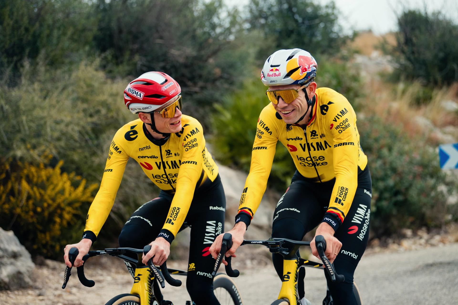 Jonas Vingegaard and Wout van Aert in Visma–Lease a Bike 2026 kit