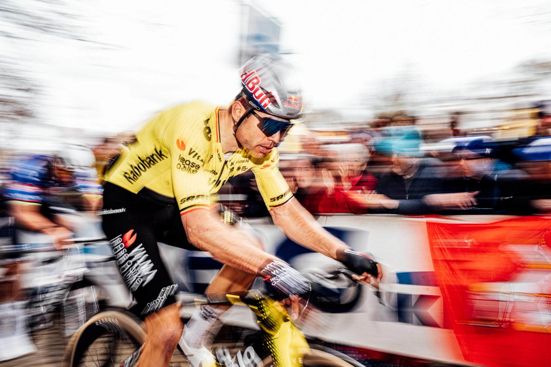 Dwars door Vlaanderen favourite Wout van Aert, pictured racing at In Flanders Fields 2026