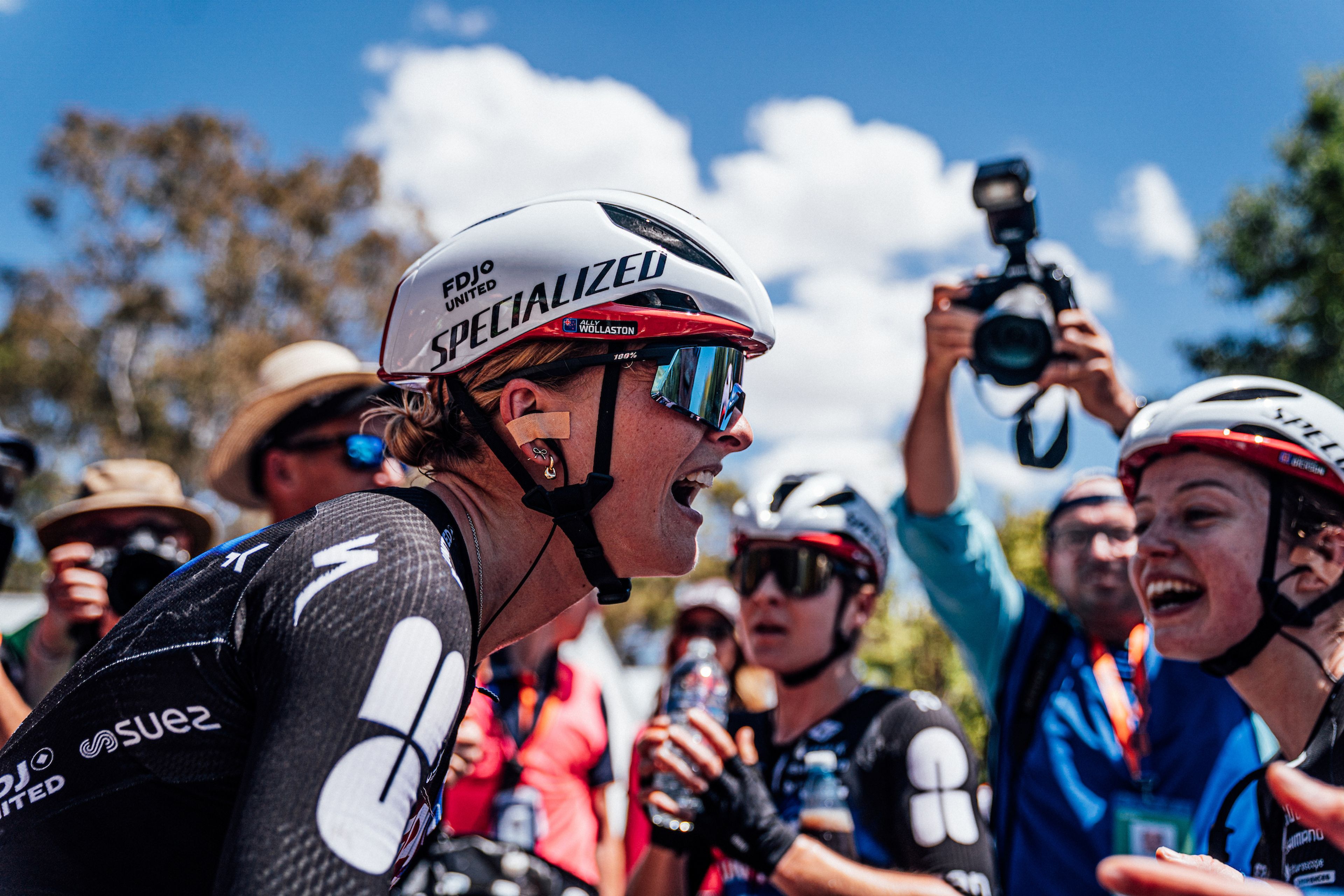 Picture by Zac Williams/SWpix.com - 17/01/2026 - Cycling - 2026 Women's Tour Down Under Stage 1 - Willunga to Willunga - Ally Wollaston, FDJ United Suez, wins Stage 1