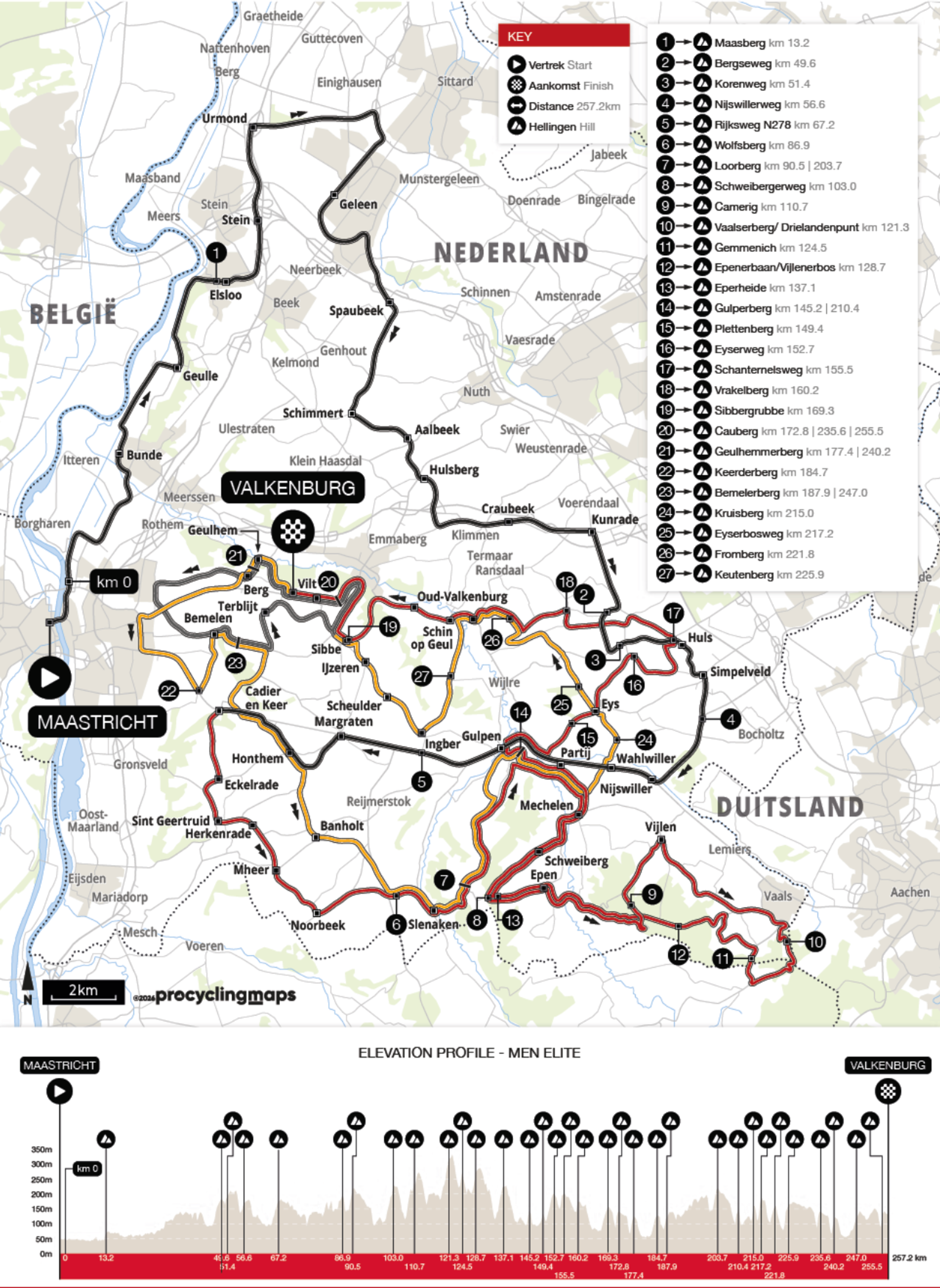 Amstel Gold Race men's course map