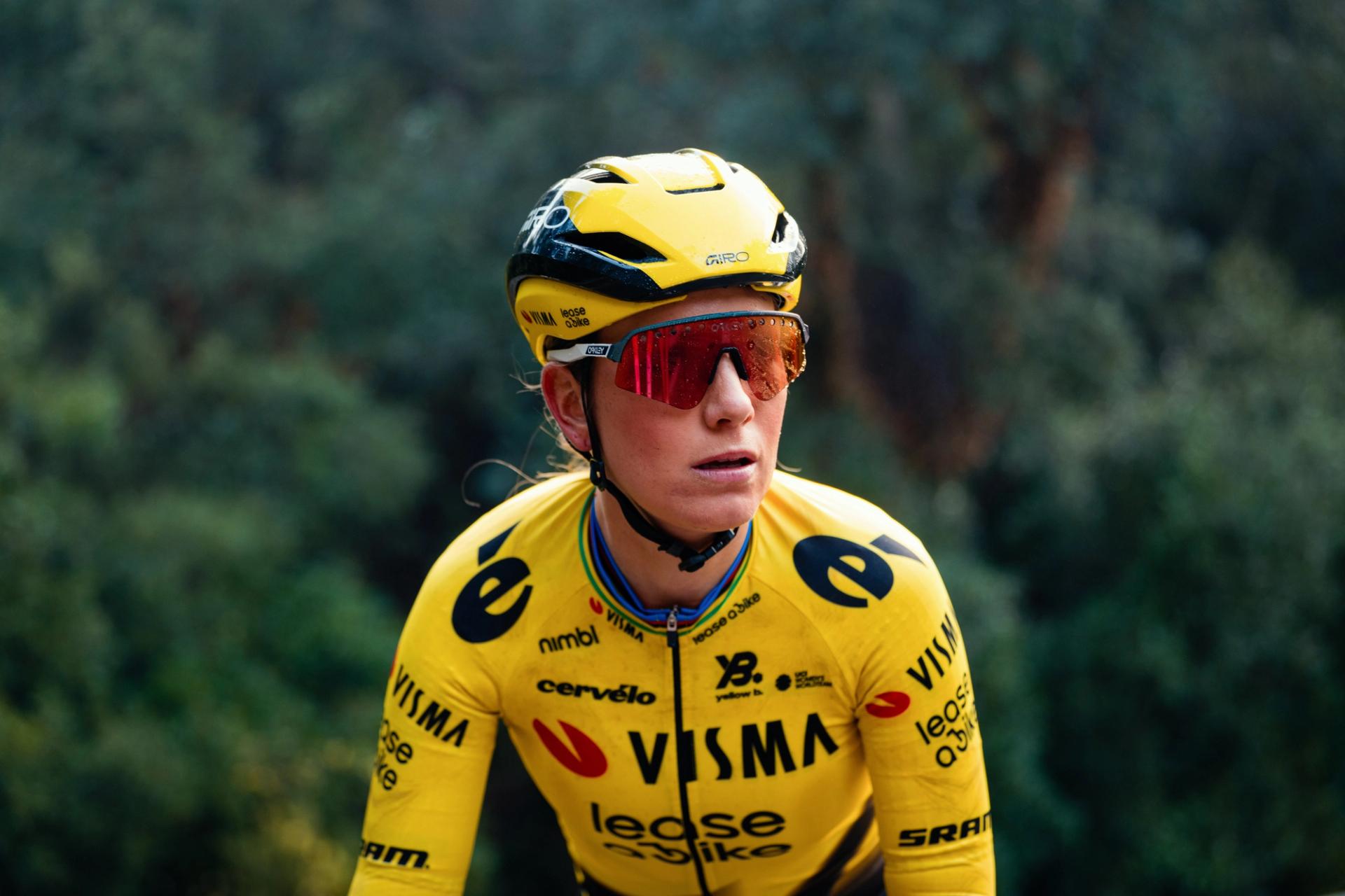 A picture of Pauline Ferrand-Prévot in 2026 Visma–Lease a Bike kit