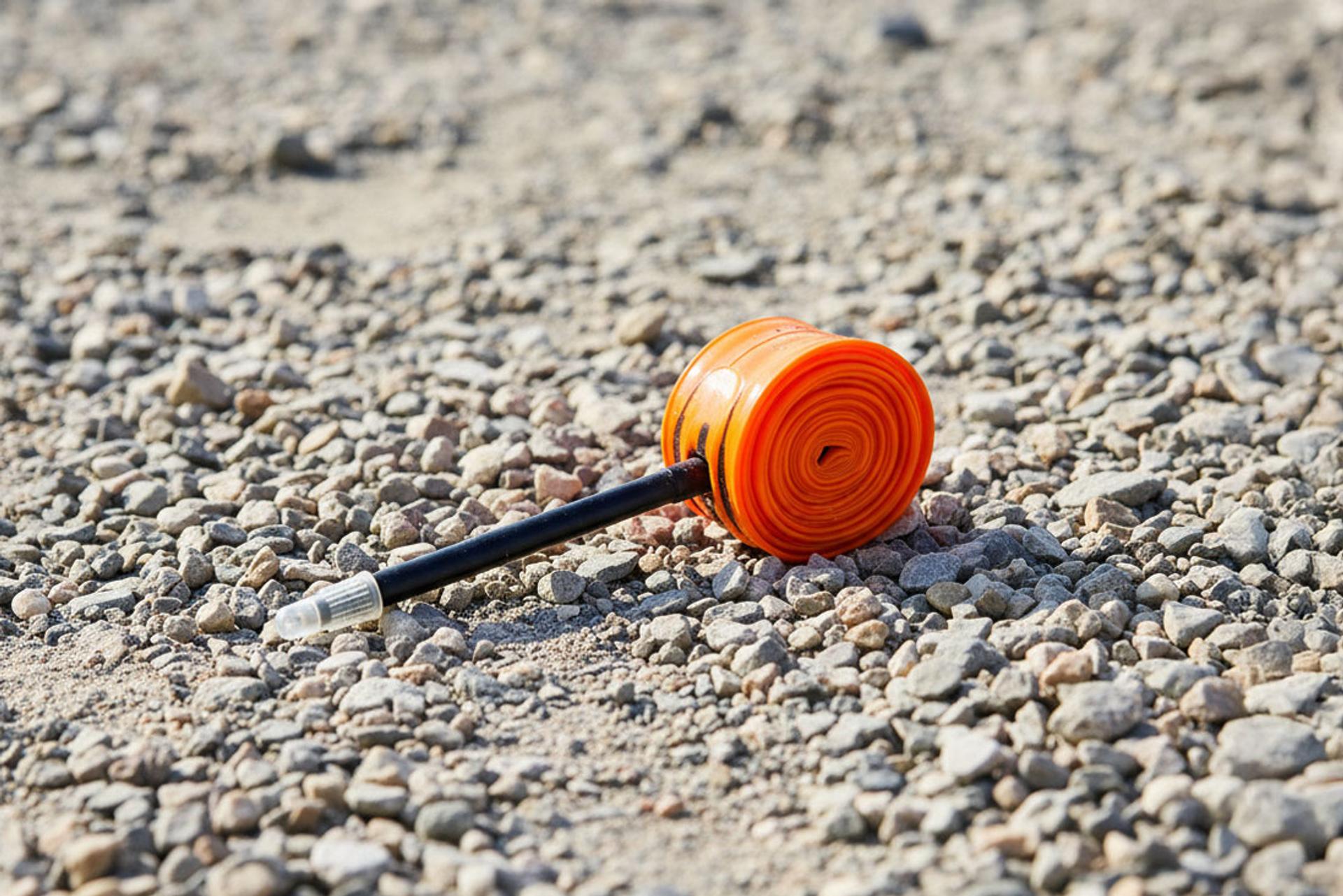 A TPU inner tube on a gravel suface