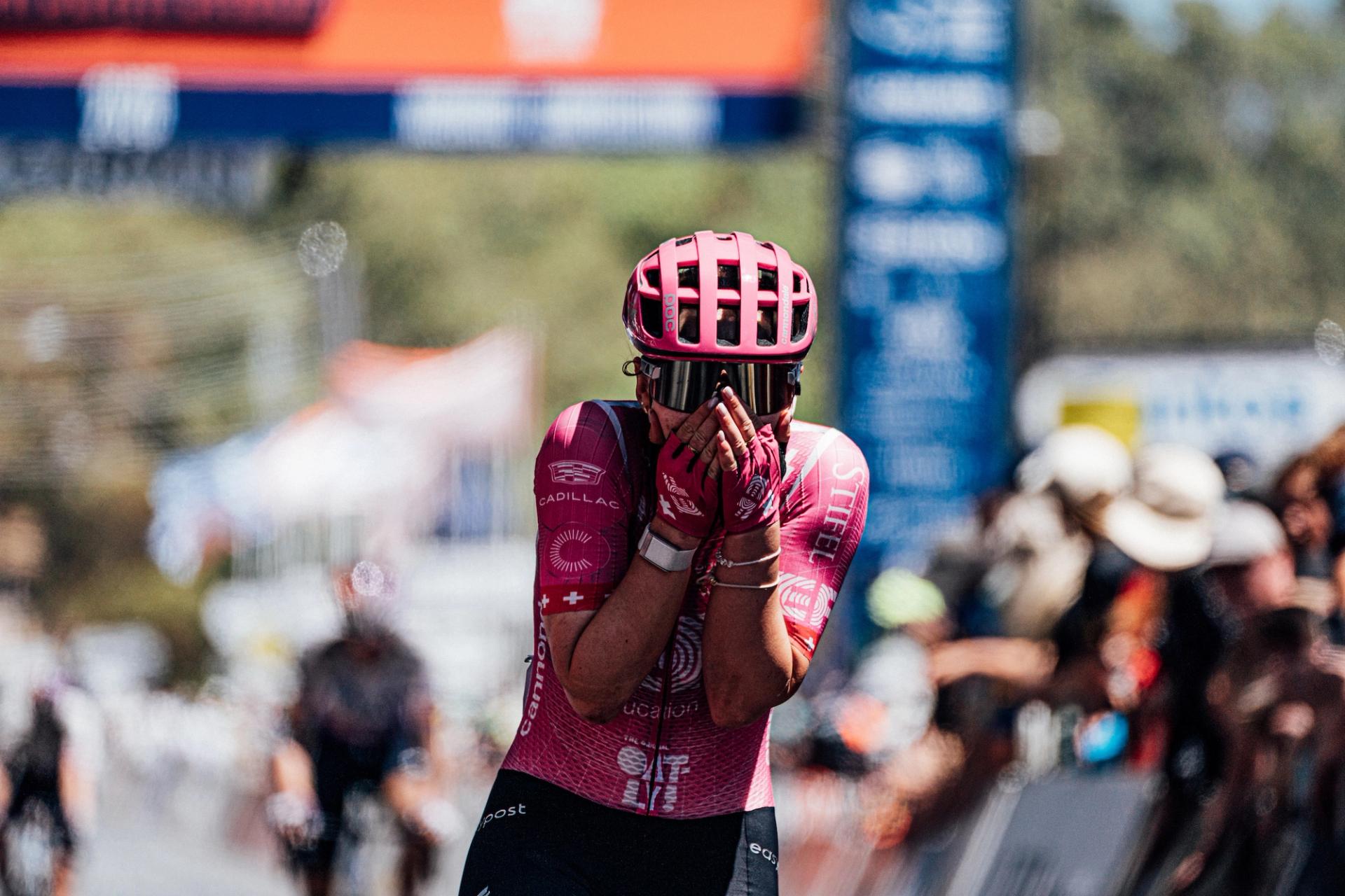 Picture by Zac Williams/SWpix.com - 19/01/2026 - Cycling - 2026 Women's Tour Down Under Stage 3 - Norwood to Cambelltown - Noemi Ruegg, EF Education Easypost, wins Stage 3 and the overall classification.