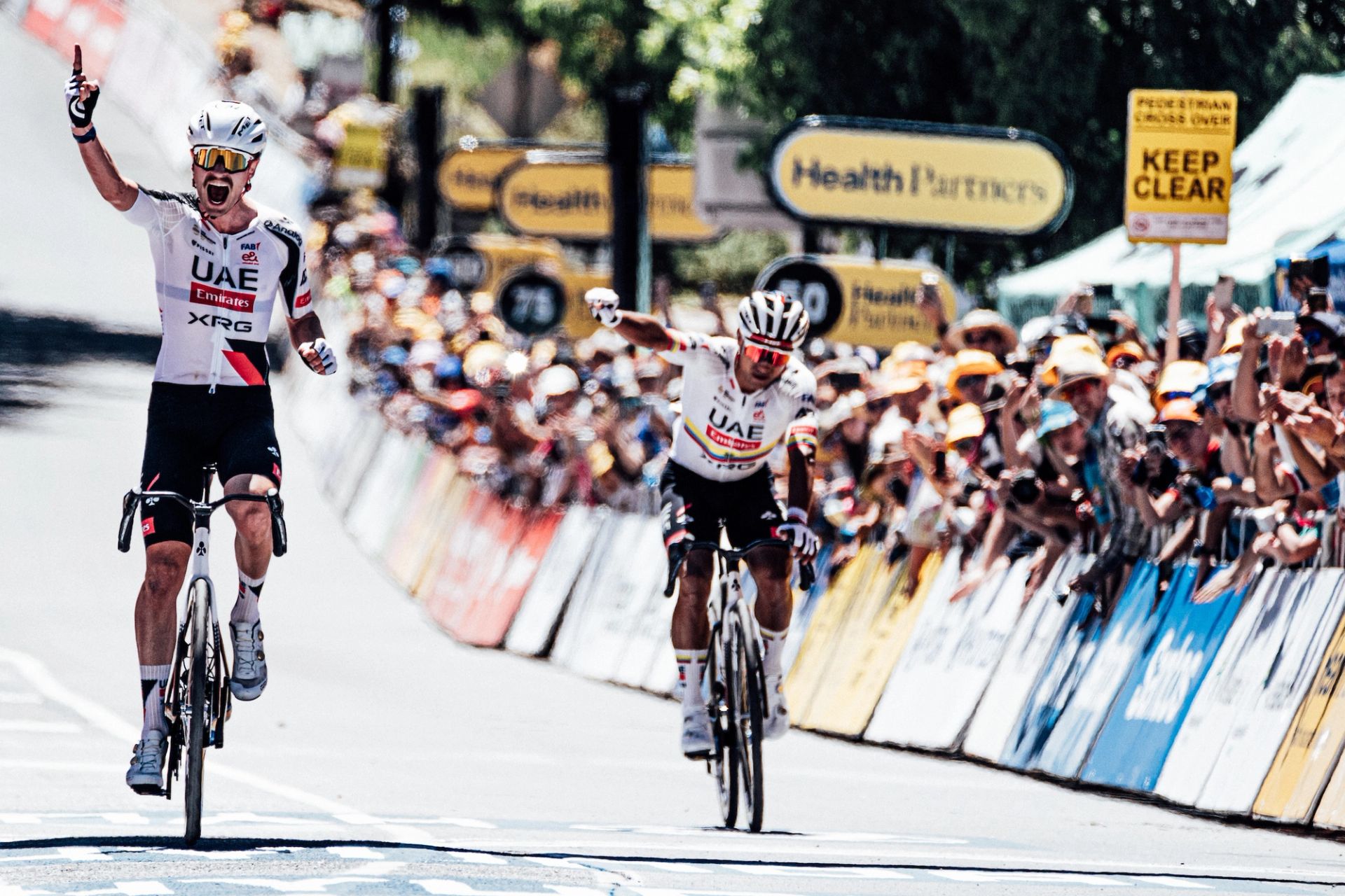 Picture by Zac Williams/SWpix.com - 22/01/2026 - Cycling - 2026 Tour Down Under - Stage 2 - Norwood to Uraidla - Jay Vine, UAE Team XRG, wins Stage 2, while his teammate Jhonathan Narvaez, finishes second.