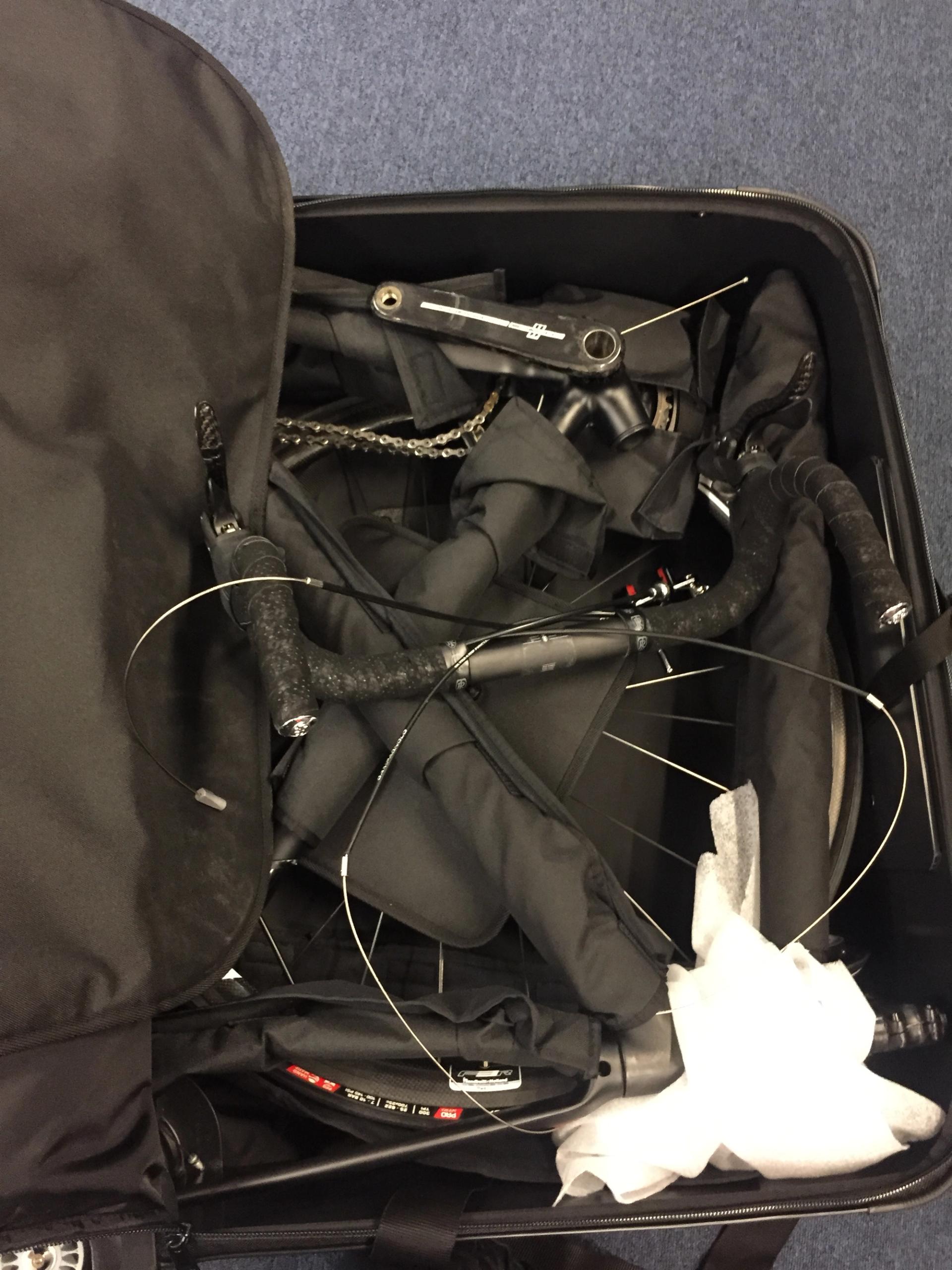 Ritchey break-away carbon in a normal-sized suitcase