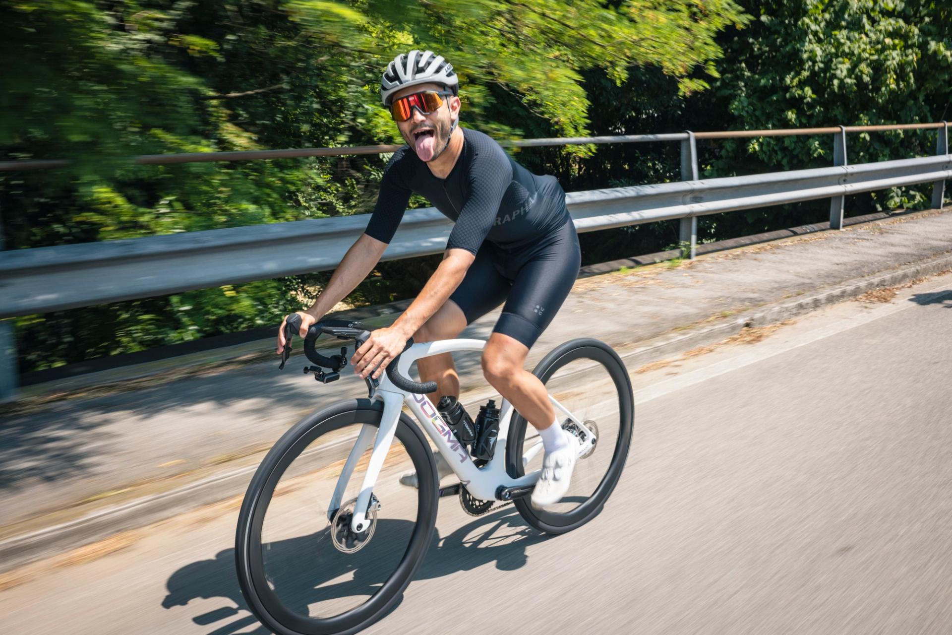 Sam Gupta testing the Pinarello Dogma X at the global kaunc