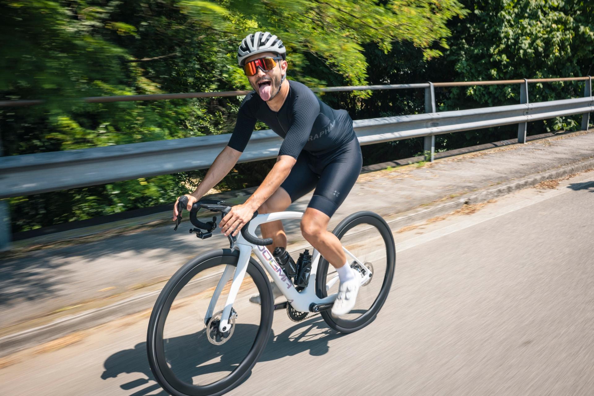 Sam Gupta testing the Pinarello Dogma X at the global kaunc