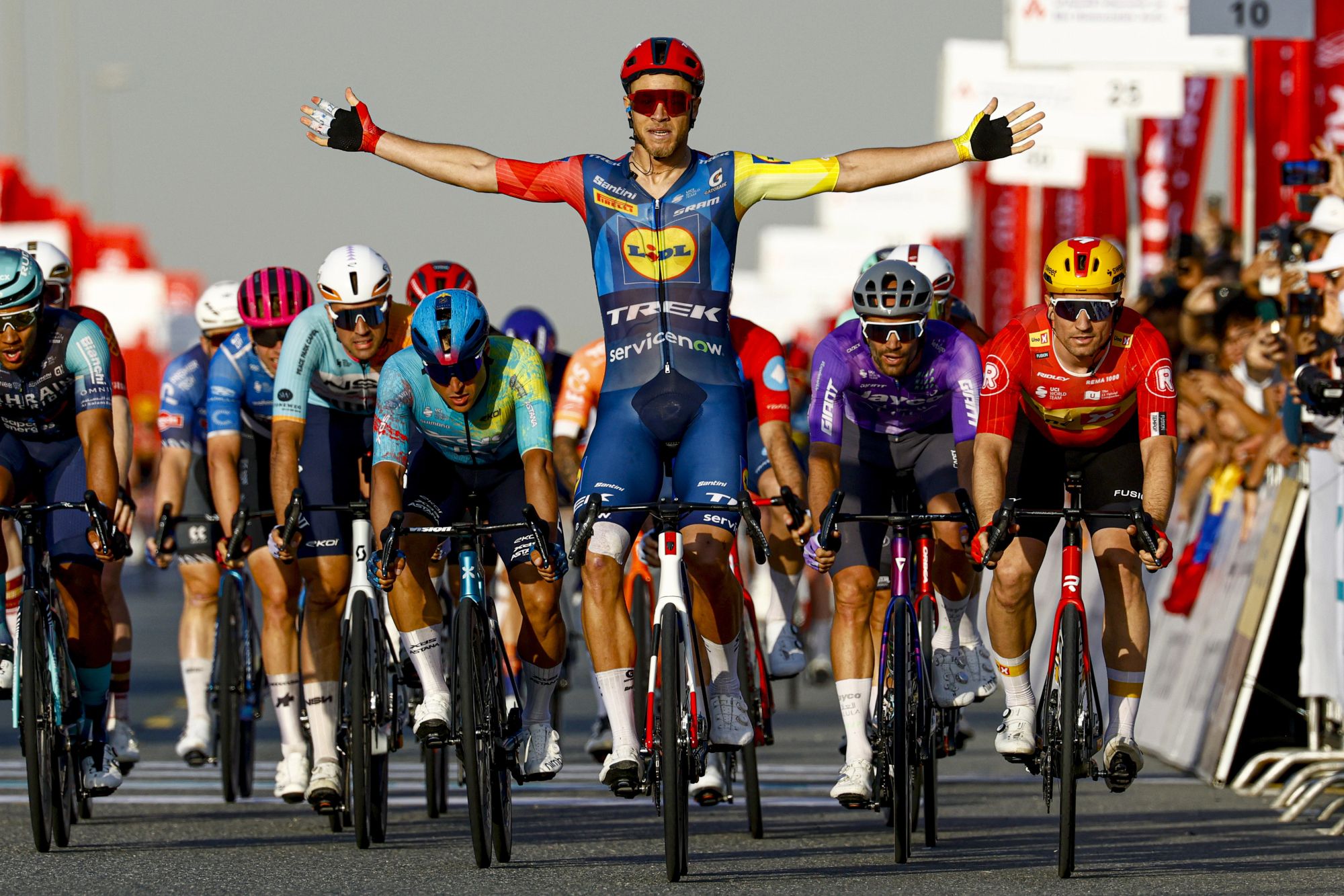 UAE Tour: Jonathan Milan takes back-to-back sprints with Stage 5 win in Dubai