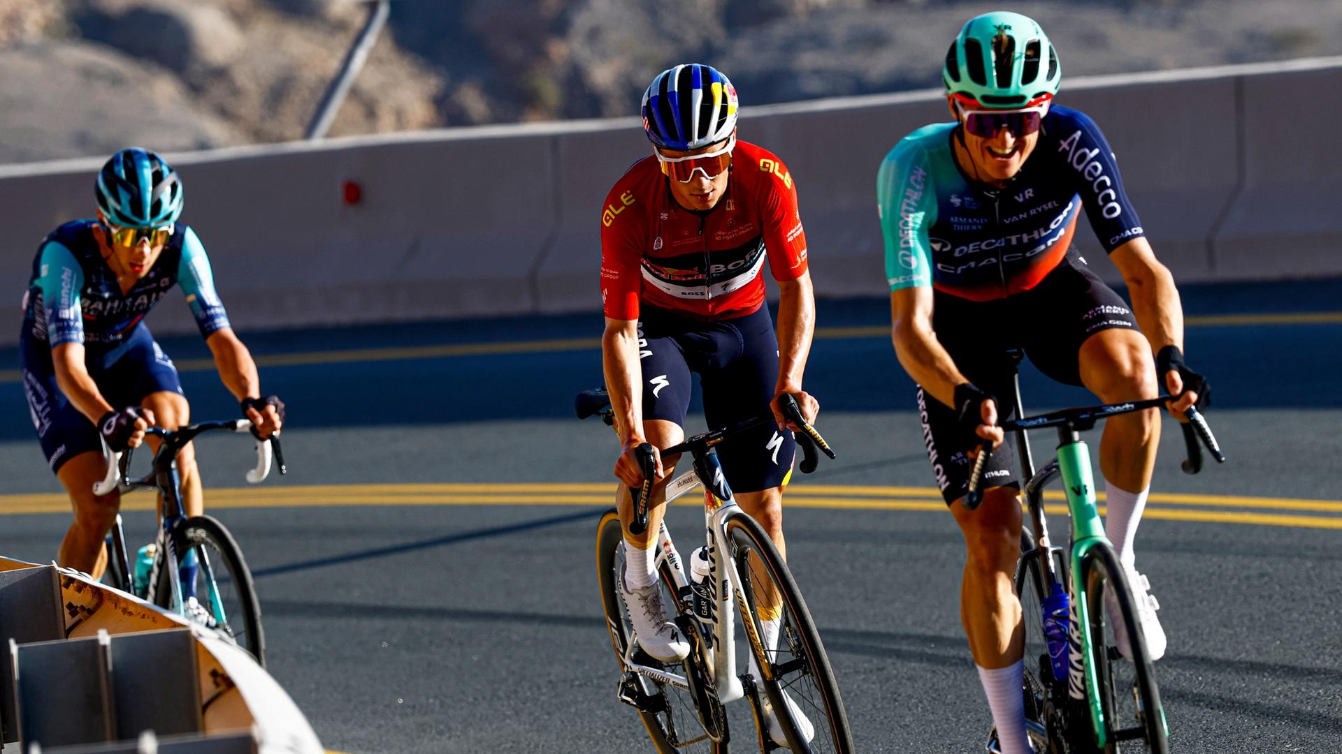 UAE Tour: Remco Evenepoel cracks on Jebel Mobrah as Tiberi solos to victory