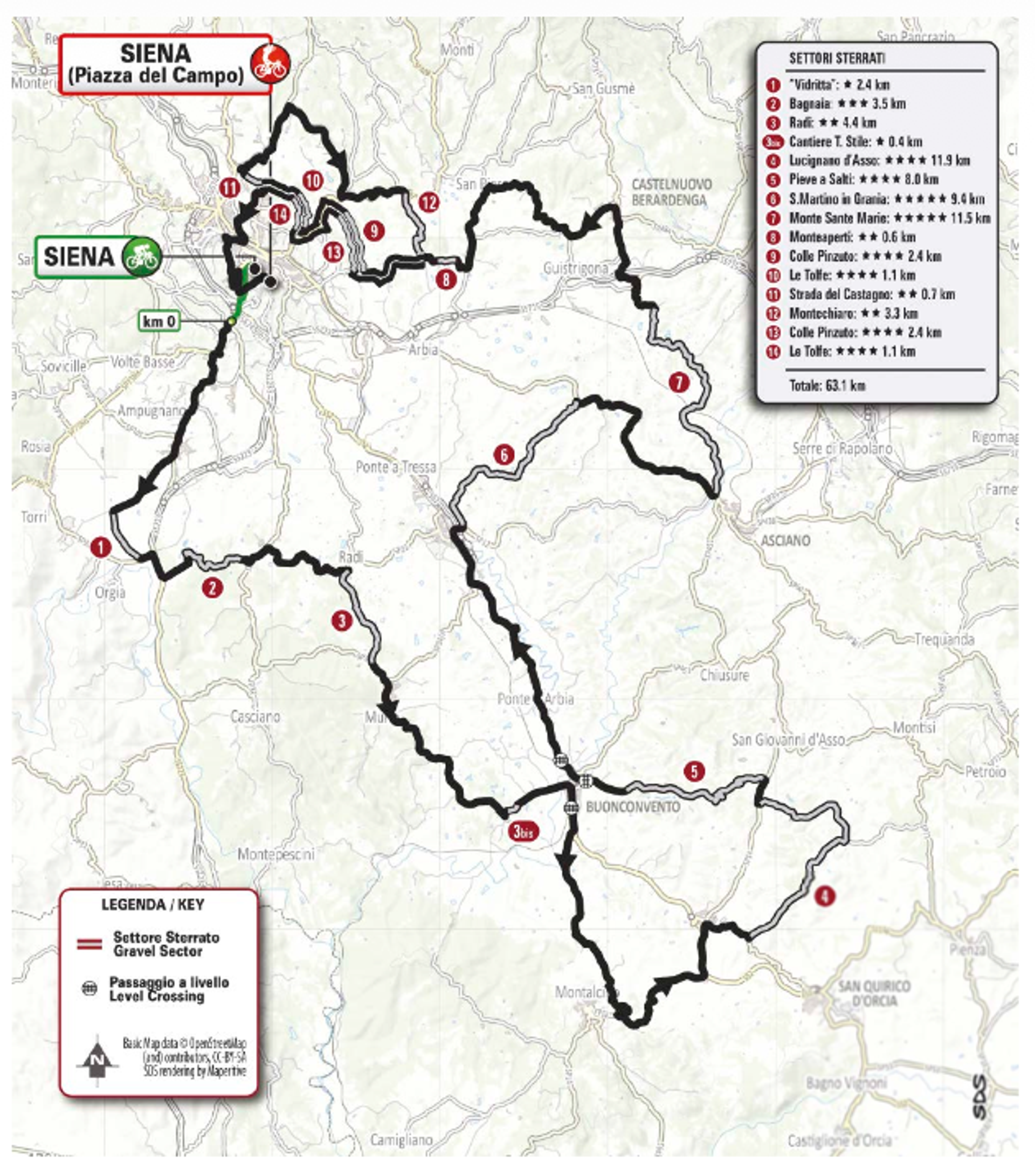 Strade Bianche 2026 route - image: RCS