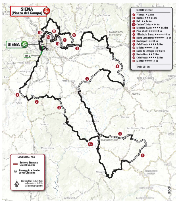 Strade Bianche 2026 route - image: RCS