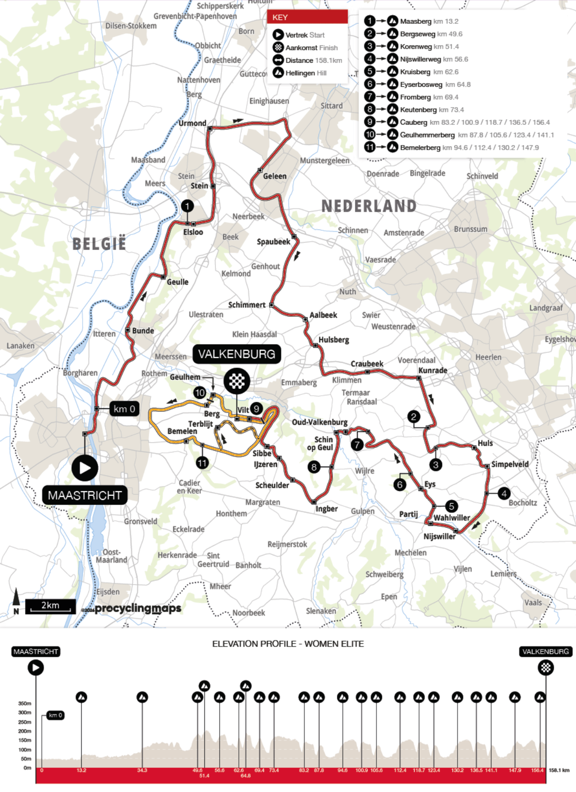 Amstel Gold Race women's route map