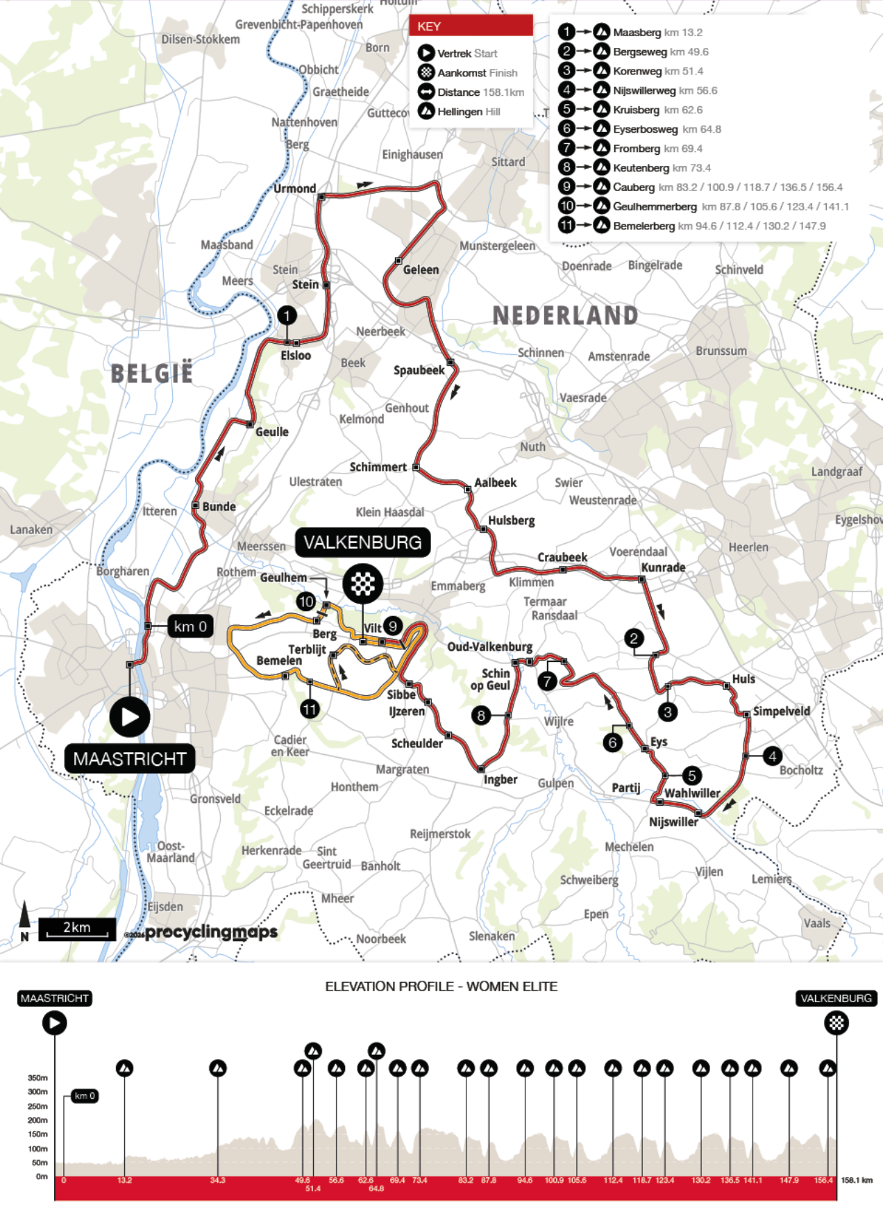 Amstel Gold Race women's route map
