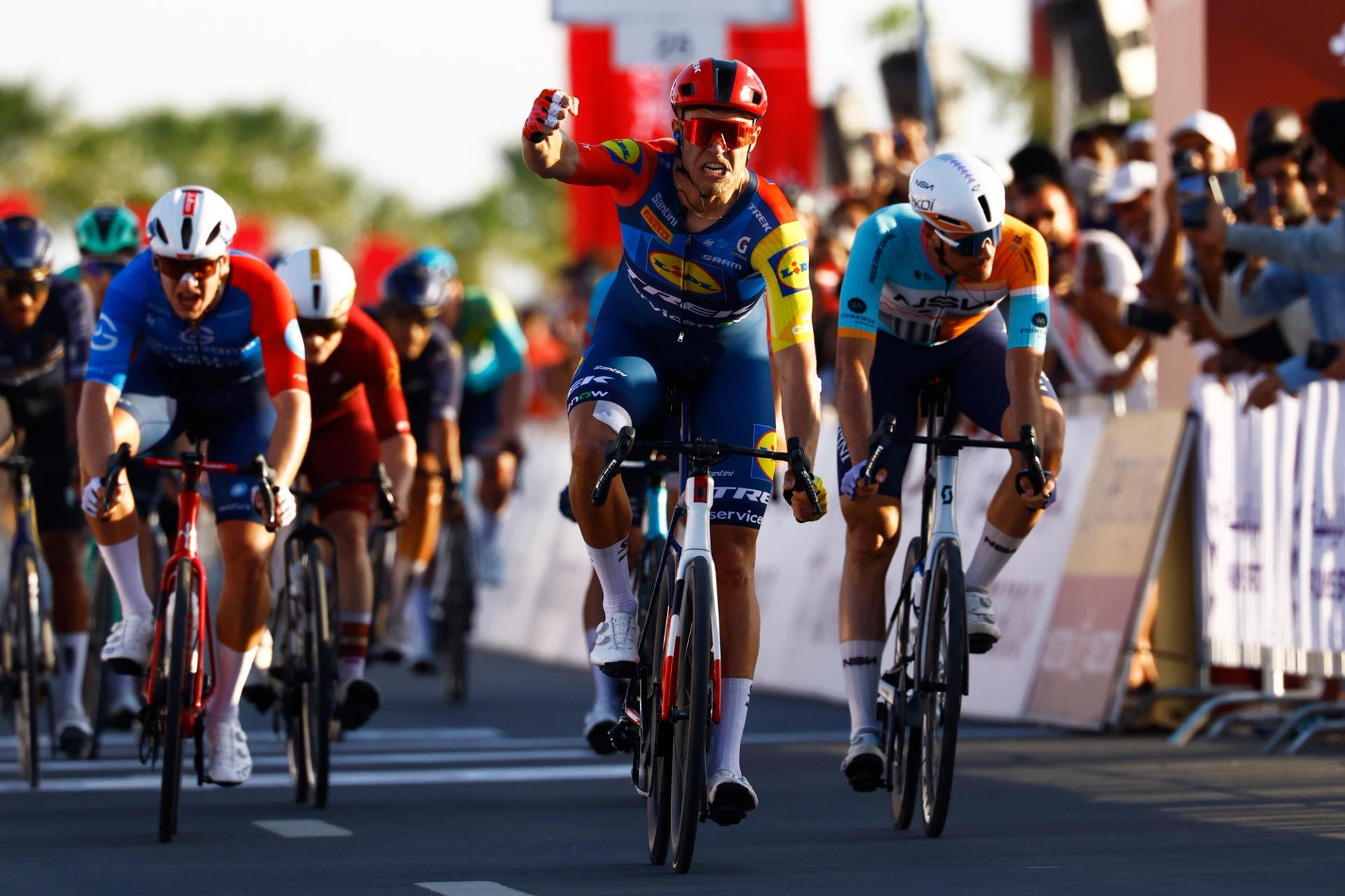 UAE Tour stage 4: Jonathan Milan catches break inside final 500m, shares podium with brother Matteo