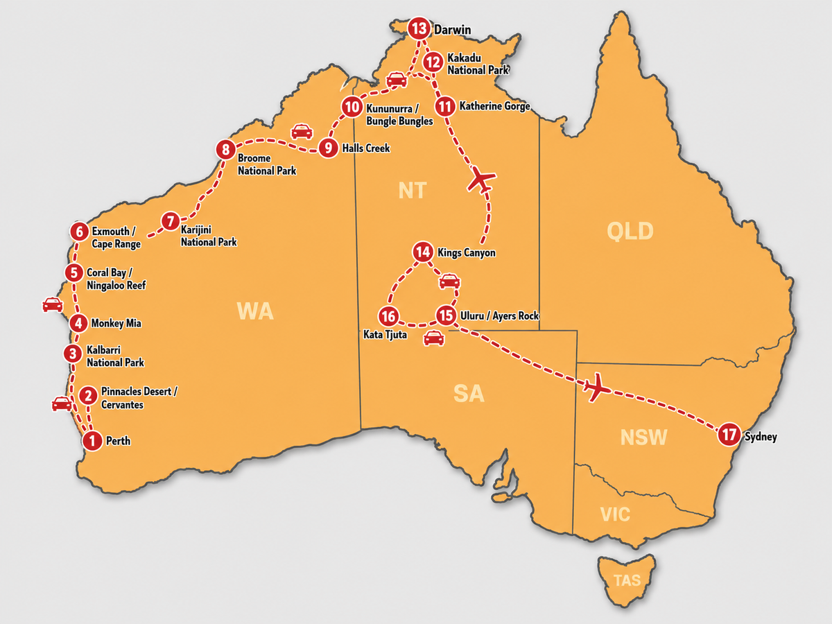 Mappa L'Altra Faccia dell'Australia — Western Australia e Kimberley